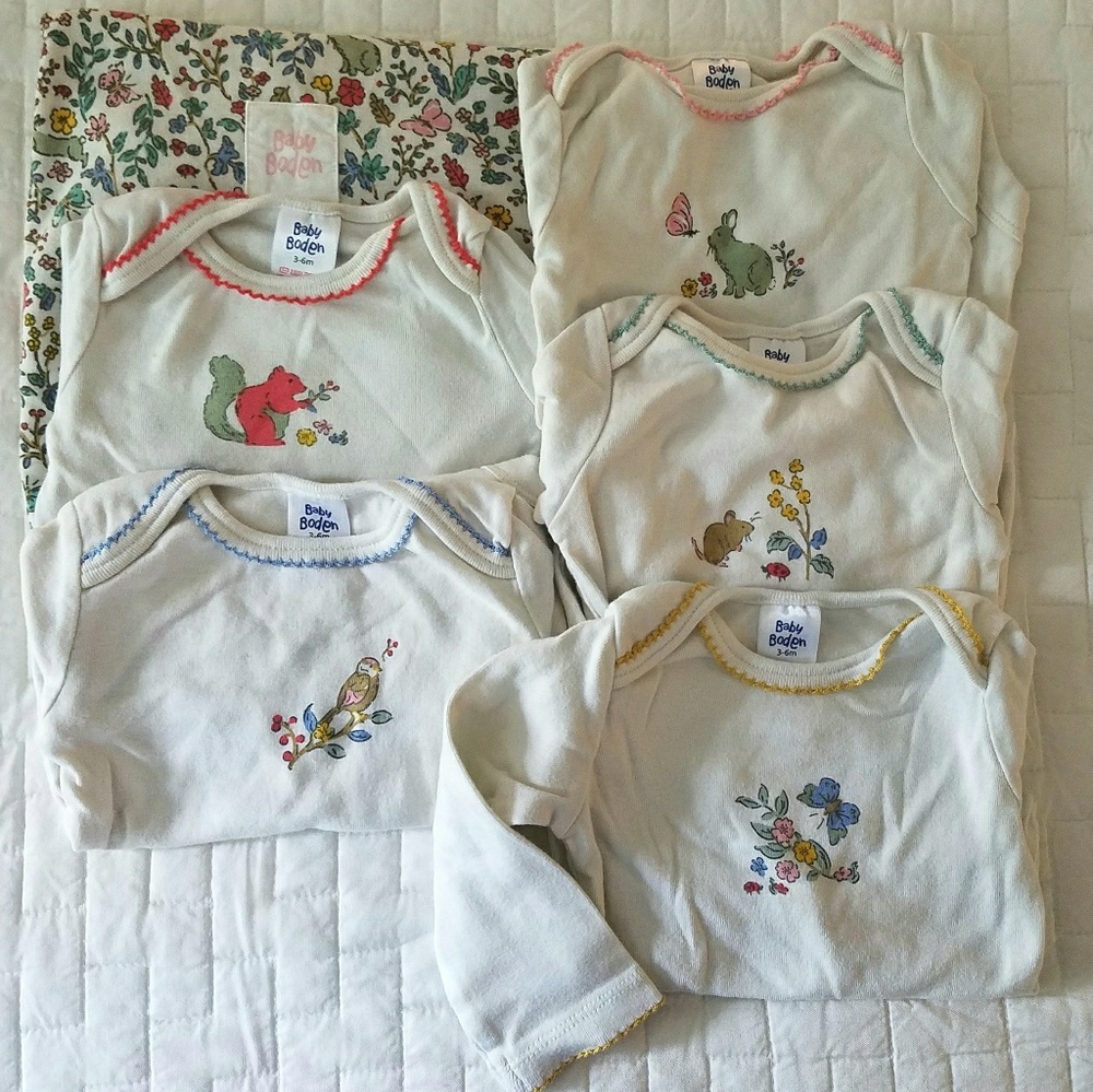 Baby Boden long sleeve bodysuits with bag 3-6 mo